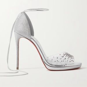 CHRISTIAN LOUBOUTIN Degratina Frou 120 glittered leather and embellished sandals